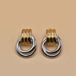 Mixed metal geometric hypoallergenic stud earrings