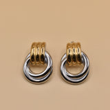 Mixed metal geometric hypoallergenic stud earrings