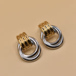 Mixed metal geometric hypoallergenic stud earrings