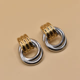 Mixed metal geometric hypoallergenic stud earrings
