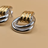 Mixed metal geometric hypoallergenic stud earrings