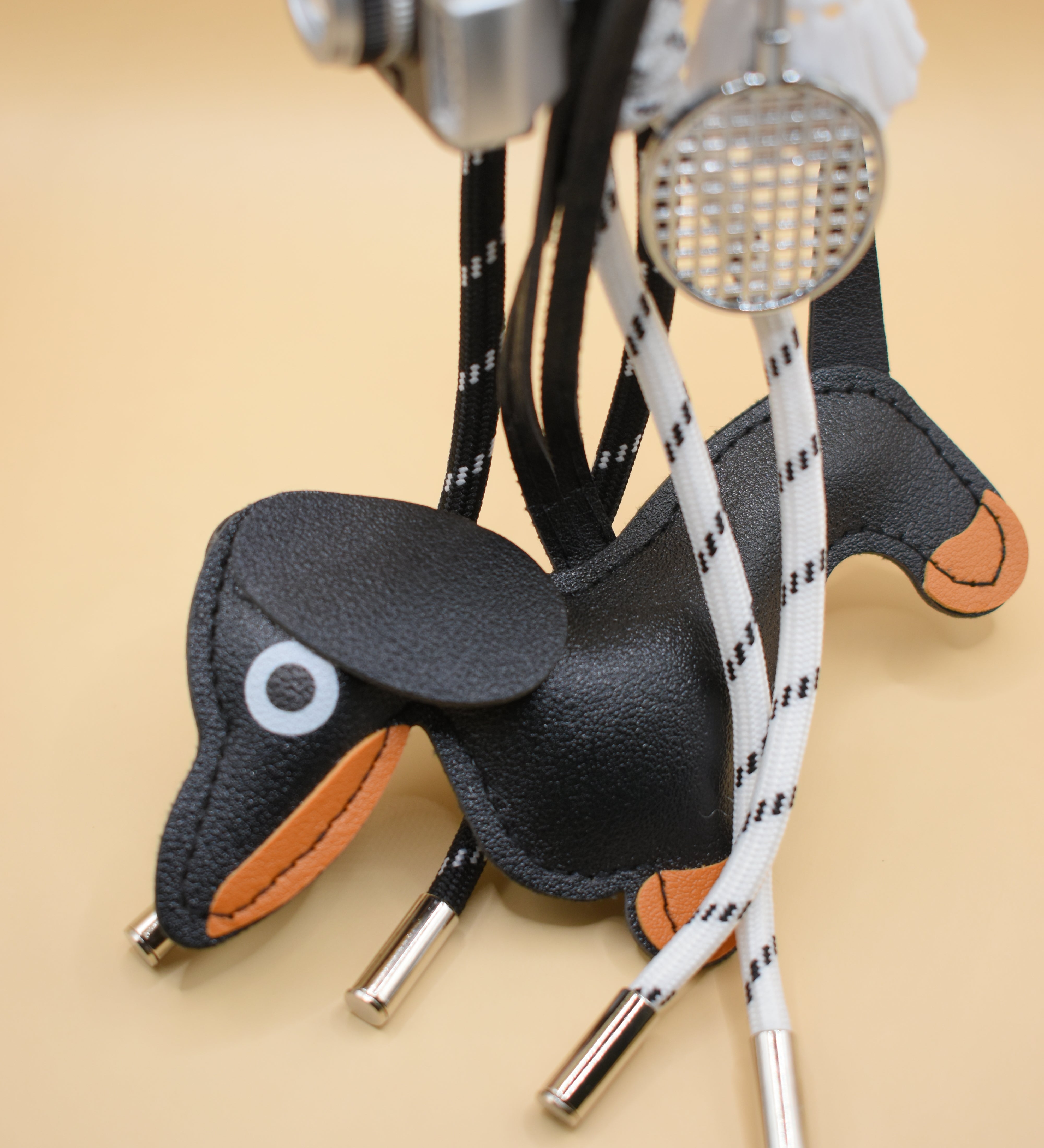 Braided dog bag charm keychain in chocolate and black