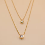 Layered CZ cubic zirconia necklace with gold chain