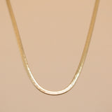 Gold herringbone chain necklace in stainless steel