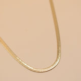 Gold herringbone chain necklace in stainless steel