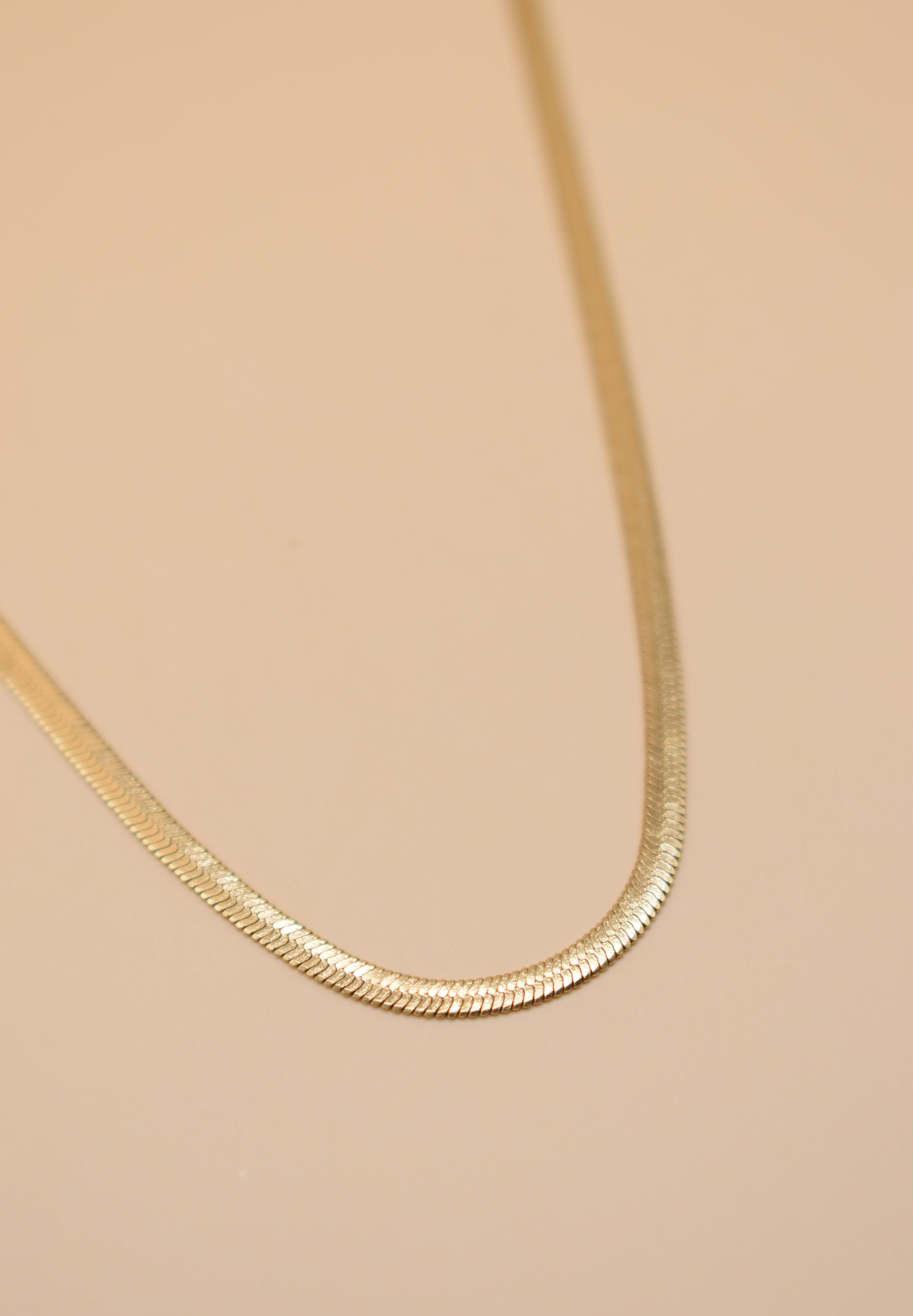 Gold herringbone chain necklace in stainless steel