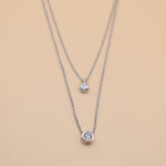 Layered CZ cubic zirconia necklace with gold chain