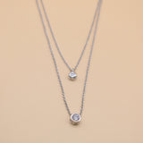 Layered CZ cubic zirconia necklace with gold chain