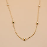 Gold ball chain necklace with alternating dainty spheres