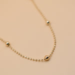 Gold ball chain necklace with alternating dainty spheres