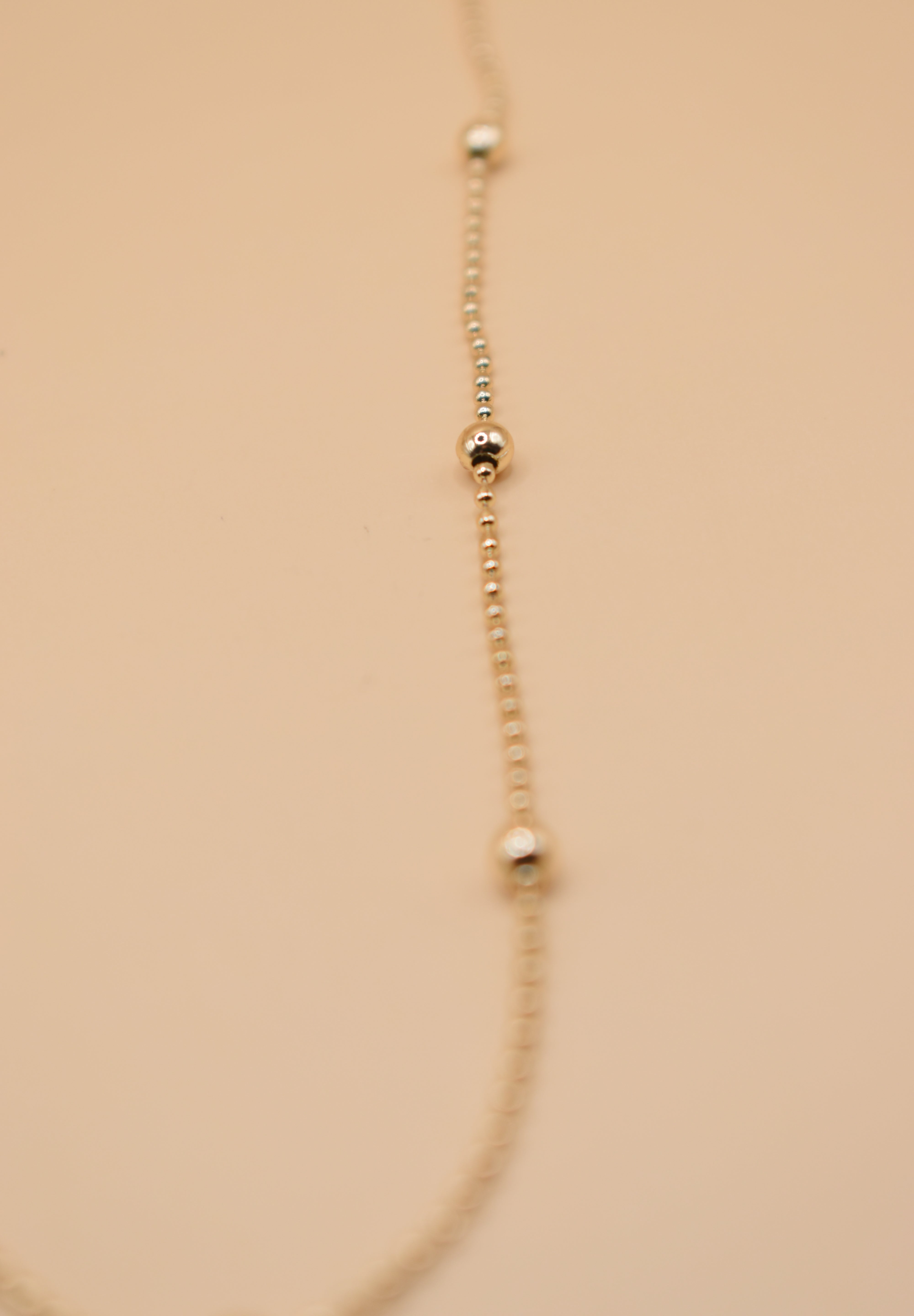 Gold ball chain necklace with alternating dainty spheres